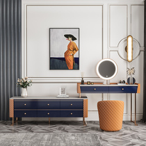 Bedroom dresser TV storage cabinet One-piece Italian light luxury rock plate makeup table with lamp net red makeup table combination