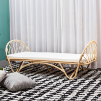 Nordic rattan art bed bed and breakfast household rattan woven bed childrens single bed inn true rattan natural rattan double bed can be customized