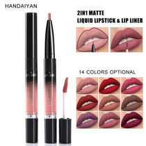 HANDAIYAN two-in-one double-headed does not fade lipstick lip liner 14 se double nonstick Cup lip gloss lip liner