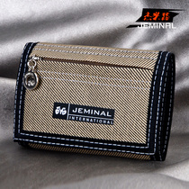  Mens canvas short three-fold simple small wallet Student zipper change Boys and children multi-function folding cloth wallet