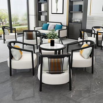New Chinese style sales office negotiation table and chair combination simple reception one table and four chairs hotel club teahouse leisure sofa