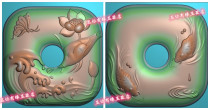 New Lotus butterfly square buckle carved figure Pisces spit treasure safe buckle two sides jade carving relief map