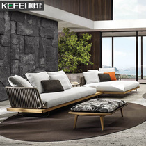 High-end hotel garden corner outdoor sofa teak model house Villa soft decoration designer courtyard outdoor furniture