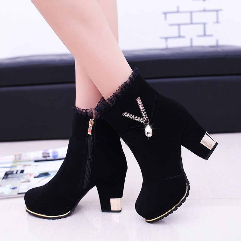 Autumn Half-boot Children Autumn Shoes, Women's Shoes, High-heeled Shoes, New Autumn Shoes, Leather Shoes, Rough-heeled Shoes