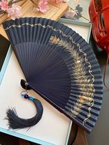 Chinese style folding fan Peacock feather retro style summer womens 7 inch portable silk bamboo dancing fan small