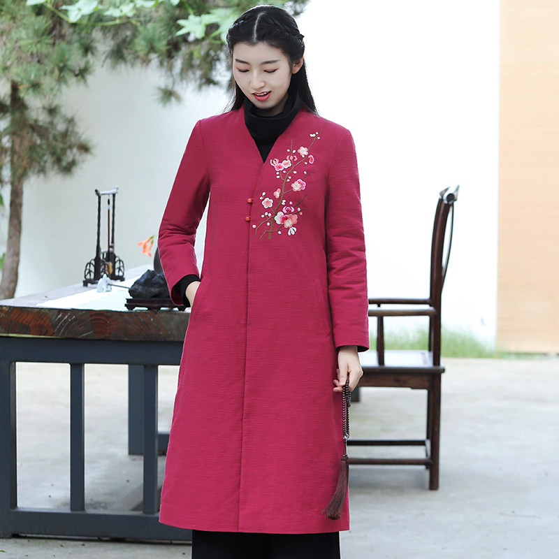 Tang dress Chinese style improved Chinese coat thick cotton autumn and winter dress national style womens clothing 726