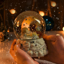 My girl crystal ball music box birthday gift new year girl music box moon snowflake snow snow spinning female