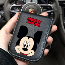 Cartoon Mickey Mouse Minnie personality creative drivers license driving license protection leather case two-in-one leather card bag for men and women