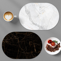 Imitation marble oval leather Western dining cushion pvc table cushion dining cushion table cloth waterproof and oil-insulated home bowl cushion