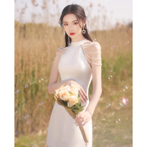 Sexy evening dress female high-end banquet temperament hanging dress celebrity birthday dress short little summer