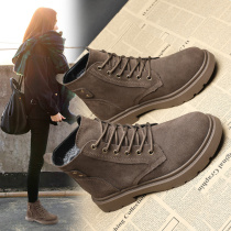 Martin boots female 2021 new winter frosted Joker plus velvet thickened snow boots cotton shoes British style short boots