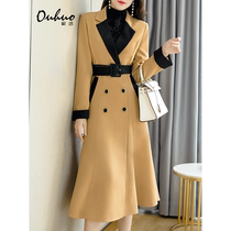 2021 New Fashion spring and autumn winter coat khaki high-end atmospheric trench coat long coat lady