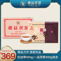 Xiangyi Fu Tea Anhua Black Tea Authentic Golden Flower Fu Brick Tea Poinsettia Ribbon Combination 800g