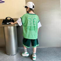 Childrens clothing CUHK boys summer clothing suit 2022 new summer speed dry sports basketball clothes handsome chic wave cool