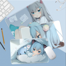 Cat feather Shizuku mouse pad animation oversized ins Wind two dimensional cute computer office e-sports table pad custom creative office desk pad custom game e-sports non-slip keyboard pad lock edge thickened