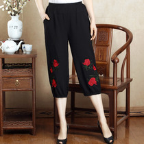 Middle-aged womens pants cotton large size 50-year-old 60 mother summer three-point pants thin cotton granny bloomers loose
