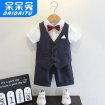 Childrens suit boys summer suit British flower boy baby dress Summer Boy summer suit tide
