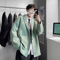 Casual suit jacket mens loose dk uniform Korean version of the trend of spring mens Yuppie handsome small suit single-piece top