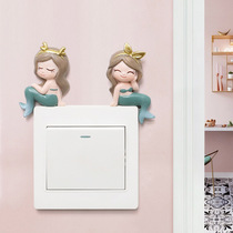 Switch stickers wall stickers home 3d Nordic style cute cartoon resin mermaid childrens room socket decorations