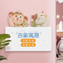 Cartoon Hat-trick Cat Creative Home Wall Decoration Socket Wall Sticker Living-room Room Shop Wall Accessories Kitty Switch Patch