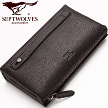 Seven Wolves Handbags Men Genuine Leather Wallet Hand Luxury Brands Zipper Long NEW EXPLOITS HAND GRIP BAG HAND GRAB BAG