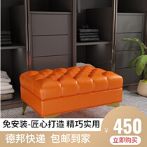 American Nordic light luxury style Technology fabric pull buckle metal foot Living room cloakroom Bedroom net red change shoe stool foot