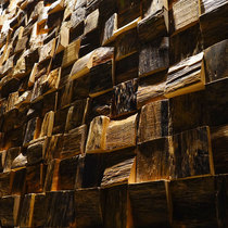 Solid Trojan SYK TV background wall Trojan SYK Mahogany black walnut wood Wooden log decorative weathering