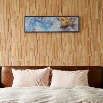  Trojan Saike pure solid wood log wooden wooden boat Trojan Saike TV background wall living room fine wooden strip decoration