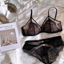 Lace French sexy underwear women without steel ring bra bra bra bra girl Japanese thin big chest small bra set