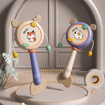Santa Fe baby rattle can bite 3 waves hand-cranked drum Newborn rattle baby 6 months educational toy