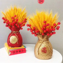 Natural gold wheat ears dried flower barley bouquet decoration living room table set flowers gift vase simulation flower decoration