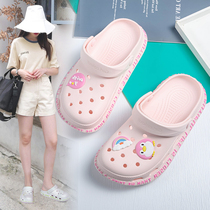 2021 new hole shoes female ins tide thick bottom bag head half drag outside wear non-slip nurse sandals summer sandals