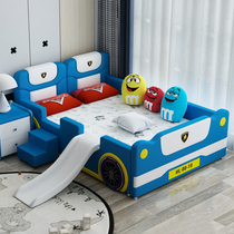 Childrens bed boy single bed splicing bed car bed with guardrail slide princess bed Children cartoon sports car girl
