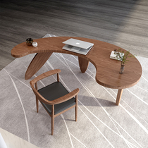 Desk solid wood boss table simple modern special-shaped President computer desk creative light luxury design sense arc desk