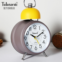 TELESONIC Uranus metal bell alarm clock creative childrens bedroom bedside clock Primary School luminous clock