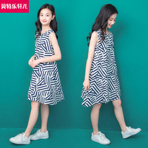 Middle and large childrens skirts 2021 new womens Western style childrens fat girls 12 summer girls summer clothes 15-year-old dresses