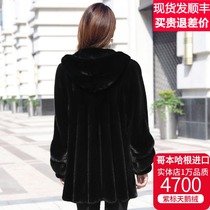 2021 New Haining imported mink fur female mink coat womens whole Marten with hat young fashion coat