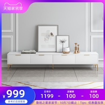Light luxury TV cabinet coffee table combination simple modern large and small apartment living room floor cabinet Nordic white solid wood TV cabinet
