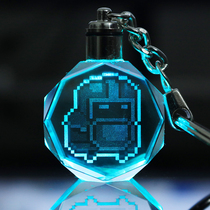 Yuan Qi Knight surrounding pendants colorful luminous crystal keychain game birthday gift box can be customized
