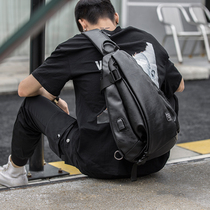 Chest Bag Male Tide Card Single Shoulder Diagonal Satchel Waterproof Leather Backpack Large Number Casual Satchel Sports Riding Bag Student School Bag