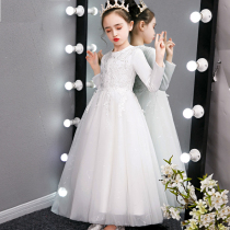 Childrens host dress girl piano performance clothes high-end flower girl wedding dress little girl foreign princess dress autumn and winter