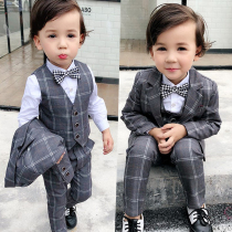 Boys small suit British style autumn and winter one year old dress baby plus velvet suit handsome boy flower boy suit