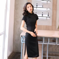 Ya Yu traditional eight-button old Shanghai improved version of Cheongsam black dress 2021 summer new young models