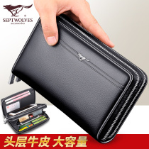 Seven Wolves Mens Handbags Genuine Leather Handbags 2021 New Hand Grip Bag Business Casual Bull Leather Bag Sandwich Bag
