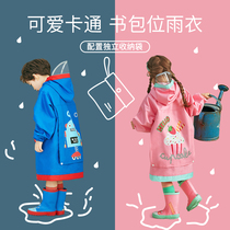 Childrens raincoats boys primary school students raincoats girls kindergartens baby cloak-style rain gear middle and older children with school bags
