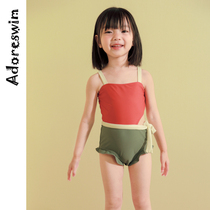 Aidol 2021 new childrens hot spring swimsuit childrens swimsuit little princess ins girls one-piece swimsuit