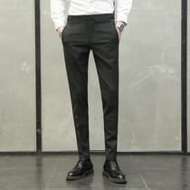 European station trousers mens black slim feet pants youth waist casual pants mens business dress suit pants tide