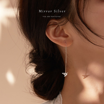 Small elk 925 pure silver ear line female long ear pendant ear decorated with paper cranes small crowdsourced design wins lukewarm wind
