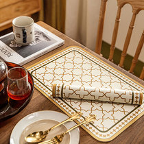 Nordic Wind Leather Dining Mat Retro Light Lavish Western Dining Table Mat Waterproof Greaseproof Heat Insulation Mat Home American Plate Bowl Mat