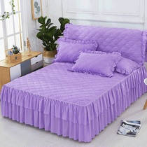 Korean version of Princess double lace cotton Thick bed skirt bed cover non-slip single piece bed cover Simmons mattress protective cover